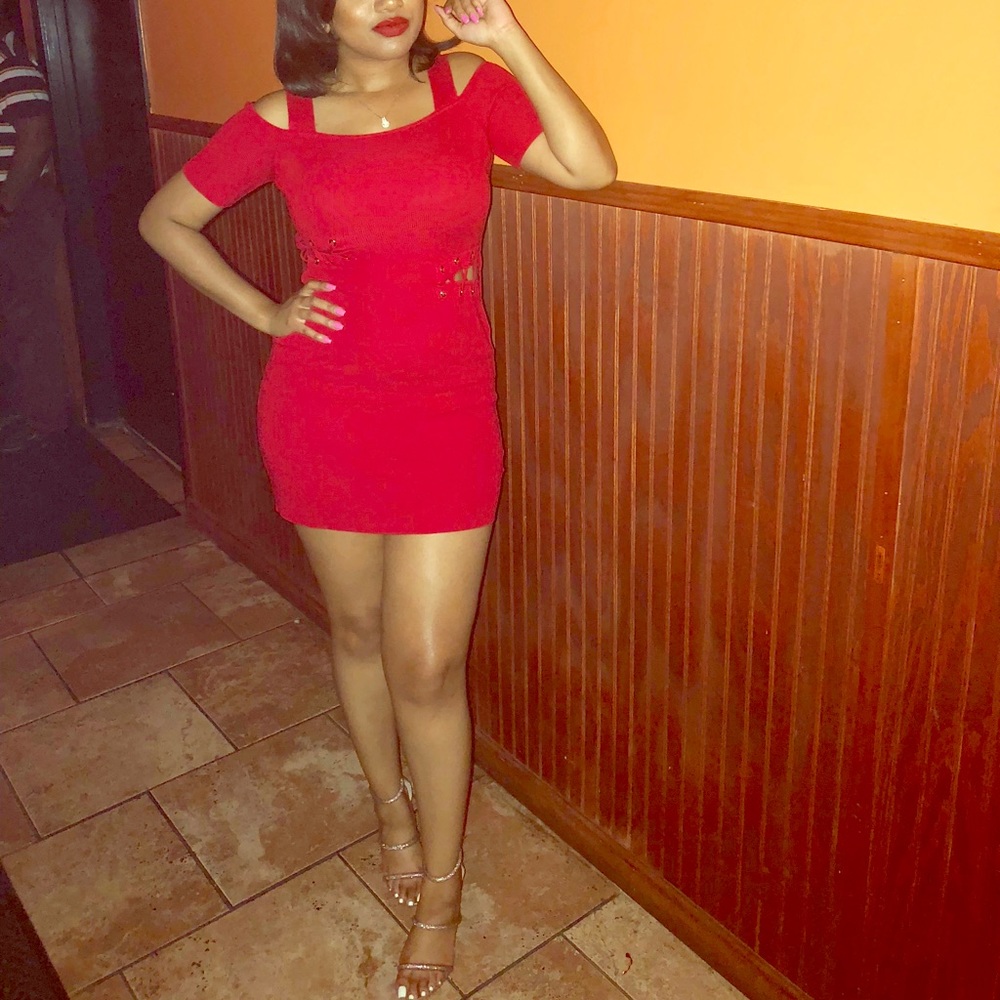Red mini dress